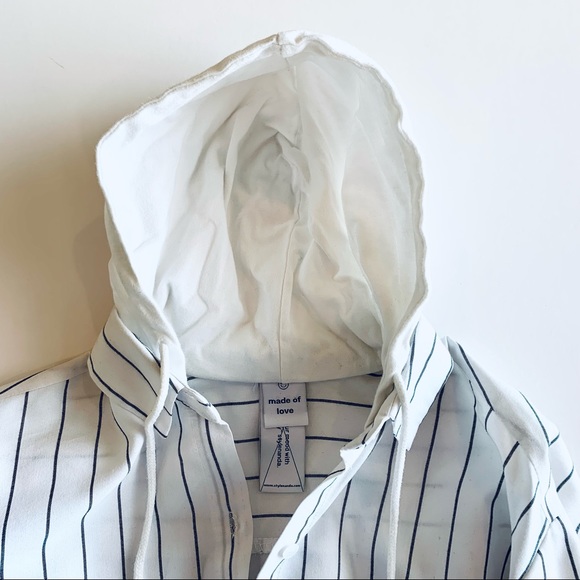 ❌DONATED❌ STYLEANDA KOREA White & Navy Pinstripes Long Sleeve Mock Hoodie - Picture 12 of 12